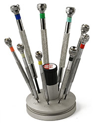 Value-Tec S9 Schraubendreher-Set mit runder Aluminium Basis, 0,5 - 2,5 mm breit